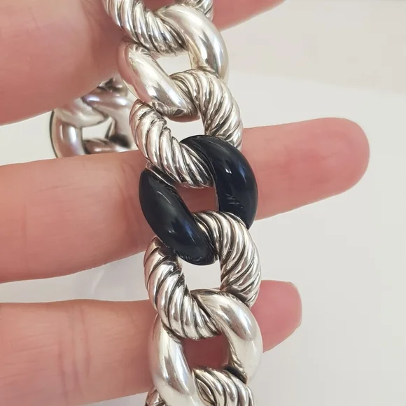 David Yurman Belmont Curb Link Bracelet With Black - Picture 11 of 16